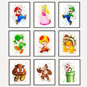 Super Mario Wall Art Set – Printable Gaming Posters for Kids Room or Nursery – Digital Download – Nintendo Themed Boys Room Decor- Set mario