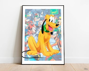 ミッキーマウス パル プルート ディズニー漫画ポスター復刻版 約18x12