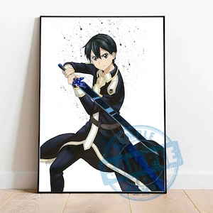 Kirito digital print download, sao watercolor digital print, sao poster, Sword art online poster, anime art print