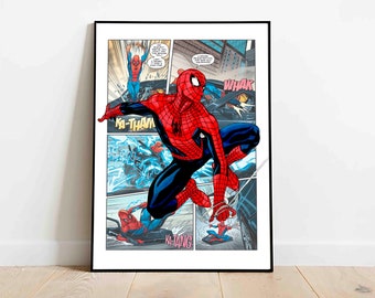 Spiderman download print, digital superhero poster, printable superhero art for nursery