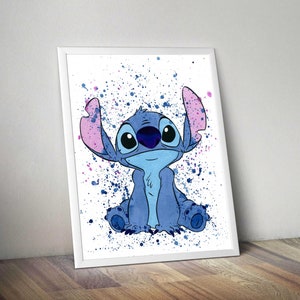 Impresión de descarga de puntadas, cartel de arte de acuarela agitada para la decoración de la pared de la habitación de los niños