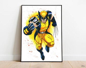 Wolverine download print, digital superhero poster, printable superhero art for nursery, watercolor superhero print