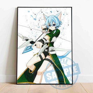 Sinon digital print download, sao watercolor digital print, Sword art online poster, sao nursary decor