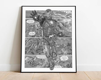 Ironman download print, digital superhero poster, printable superhero art for nursery, colorless print