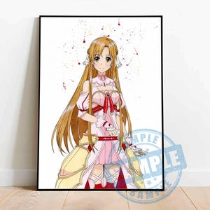 Download della stampa digitale dell&#39;acquerello Asuna, stampa digitale dell&#39;acquerello sao, stampa anime, Sword art online, poster anime