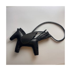 Faux leather Rodeo bag charm keychain Black