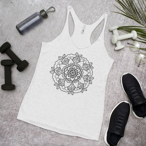Women&#39;s Racerback Floral Mandala Tank | Unique Tank Top | Women&#39;s Shirt