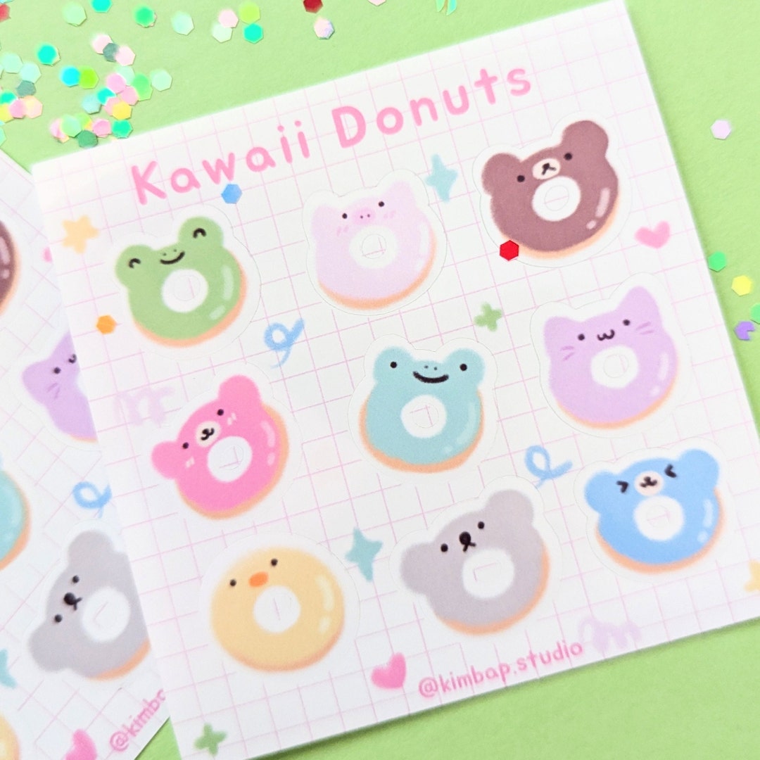 Kawaii Donuts Sticker Sheet Cute Stationary Planner Stickers Journal