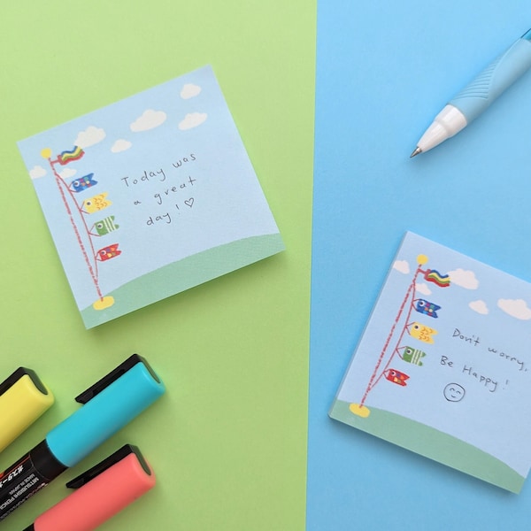 Koi Fish Sticky Note - 50 sheets - Kawaii Notepad - Cute Stationary