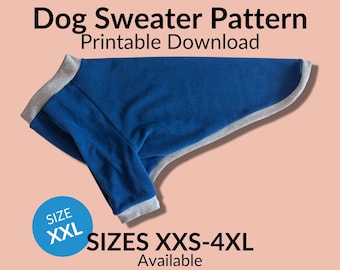 Dog Coat Pattern Sewing Digital PDF Printable Download | Size XXL | jacket sweater dog clothing big large breed greyhound pitbull chien