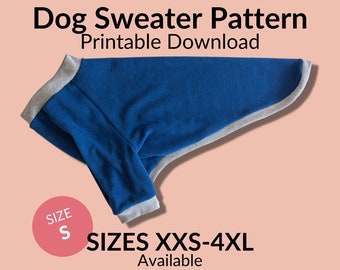 Dog Sweater Sewing Pattern Printable Digital Download | Size S | Small Dog Clothing Pattern, Italian Greyhound, Digital Download, Easy.