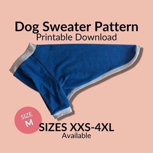 Wzór na sweter dla psa do wydrukowania, cyfrowy do pobrania | Rozmiar M | Wzór na ubranko dla psa, Whippet, średni pies, cyfrowy do pobrania, łatwy dla początkujących