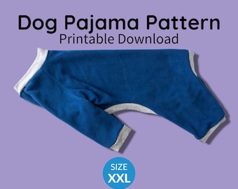 Hondenpyjama naaipatroon PDF downloaden | Maat XXL | Grote hondenras kleding patroon, grote hond, Greyhound, Great Dane, Pittbul, hond Onesie