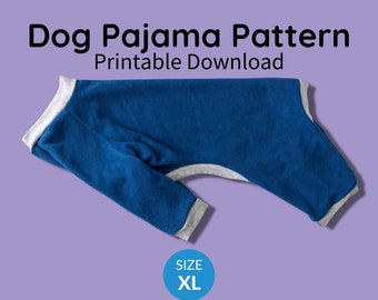 Dog Pajamas Sewing Pattern PDF Download | Size XL | Large Dog Breed Clothing Pattern, Big Dog, Greyhound, Pittbul, Dog Onesie, After Surgery