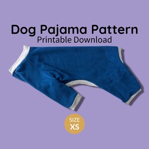 May include: A blue and gray dog pajama pattern printable download in size XS.
