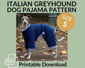 Italiaanse windhond hond pyjama naaipatroon PDF downloaden | Maat S | Patroon voor kleine hondenkleding, digitale download, hondenonesie, postoperatie