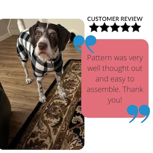 May include: A customer review with five stars and a quote: "Pattern was very well thought out and easy to assemble. Thank you!"