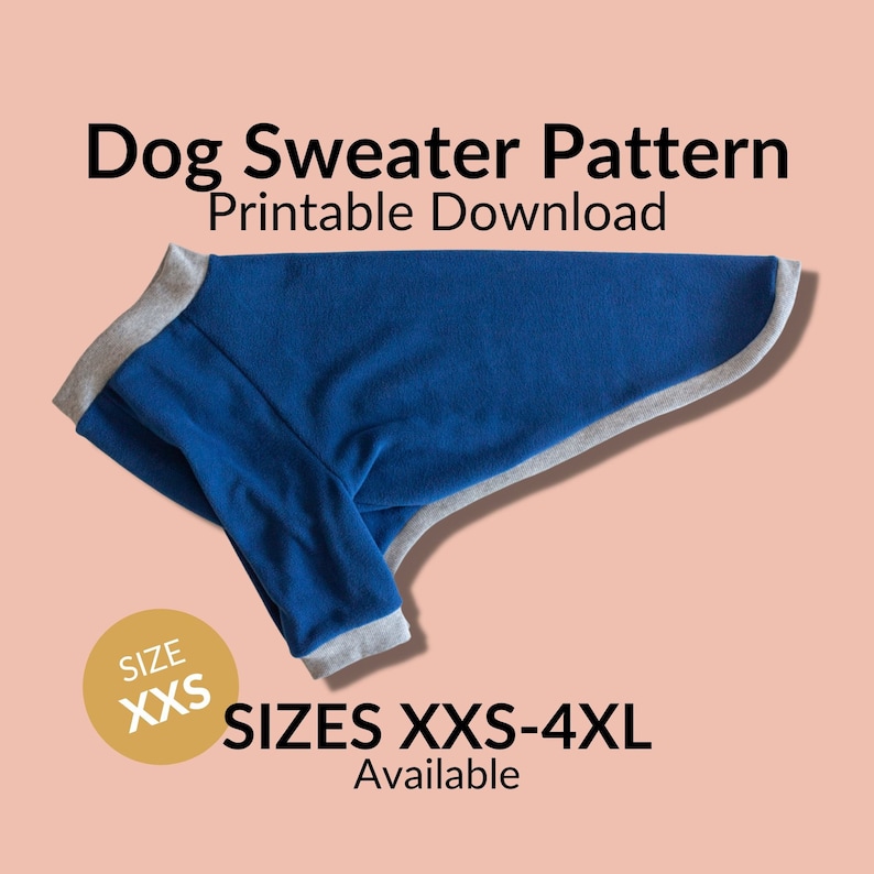 Dog Sweater Sewing Pattern Printable Digital Download Size Etsy Australia
