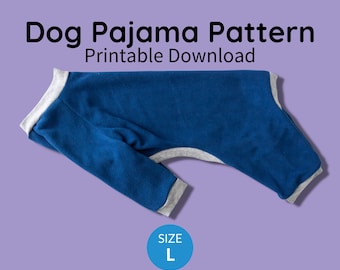 Dog Pajamas Sewing Pattern PDF Download | Size L | Dog Clothing Pattern, Whippet, Medium Dog, Digital Download, Dog Onesie, Post Surgery