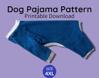 Hondenpyjama naaipatroon PDF downloaden | Maat 4XL | Grote hondenras kleding patroon, grote hond, Greyhound, Duitse Dog, Pitbull, hond Onesie