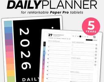 reMarkable Paper Pro対応5年間デイリープランナー＋2026年版無料。ベストセラー