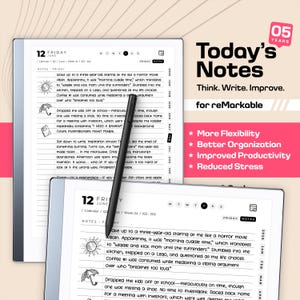 May include: A close-up of a digital notepad with a black stylus pen. The screen displays a handwritten note with the text "Woke up to a three-year-old staring at me like a horror movie villain. Apparently, it was "morning cuddle time," which translates to "wuggle and kick mom until she surrenders." Stumbled into the kitchen, stepped on a Lego, and questioned all my life choices. Coffee was consumed while mediating a sibling argument over who "breathes too loud." "