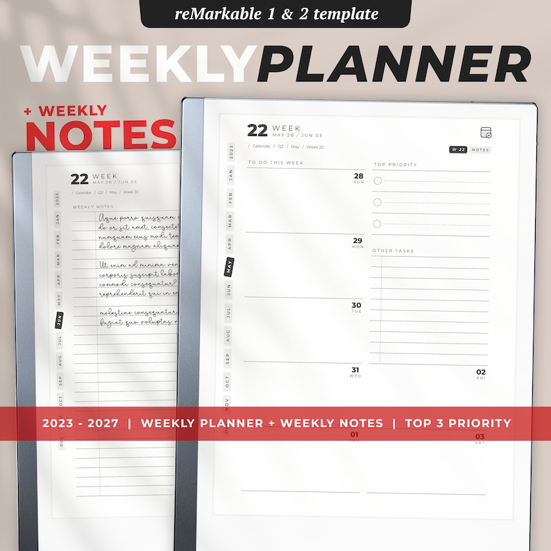 5 Years reMarkable Daily Planner 2024 to 2029 reMarkable 2 Templates Monthly, Quarterly Weekly Bestseller image 6