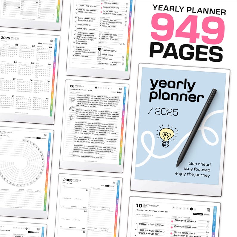 2025-2026 Yearly Planner for Remarkable Paper Pro (PDF) - Etsy