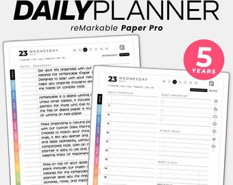 Sistema di pianificazione giornaliera quinquennale per reMarkable Paper Pro — che copre il periodo dal 2027 al 2031 + 2026 gratuito