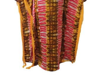 Silk kaftan Long Dress with Fringe, African Fashion, Long Boubou Dress With Scarf.