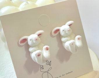 Cute rabbits bunny stud earrings |Cute trendy earrings Funky animal earrings |Funky cute earrings| easter bunny earrings| Easter earrings