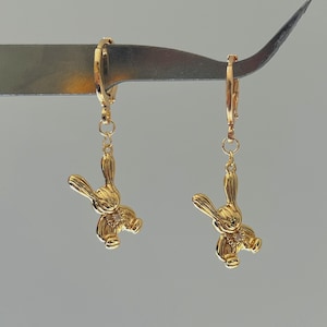 14k gold plated Earrings |Cute Bunny earrings/Cute Rabbits Dolk Earrings /Funky animal Earrings/Cute earring/Easter Earrings /Easter Bunnies