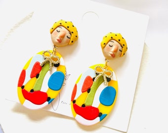Funky Face acryl oorbellen | Handgemaakte unieke statement-sieraden