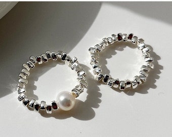 Sterling silver ring | Pearl ring | Statement rings  |Minimalist rings  |silver beaded rings |Trendy rings |Simple rings |Rings for women