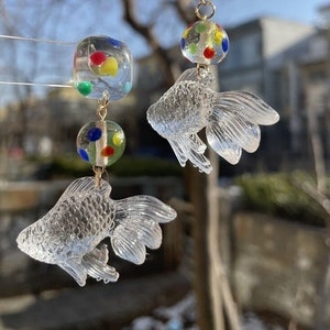 Goldfish Earrings |Cute earrings | Cute Drop dangle earrings |Funky earrings |Unique earrings/ Cute earrings/ Fish Earrings/ Dainty Earrings