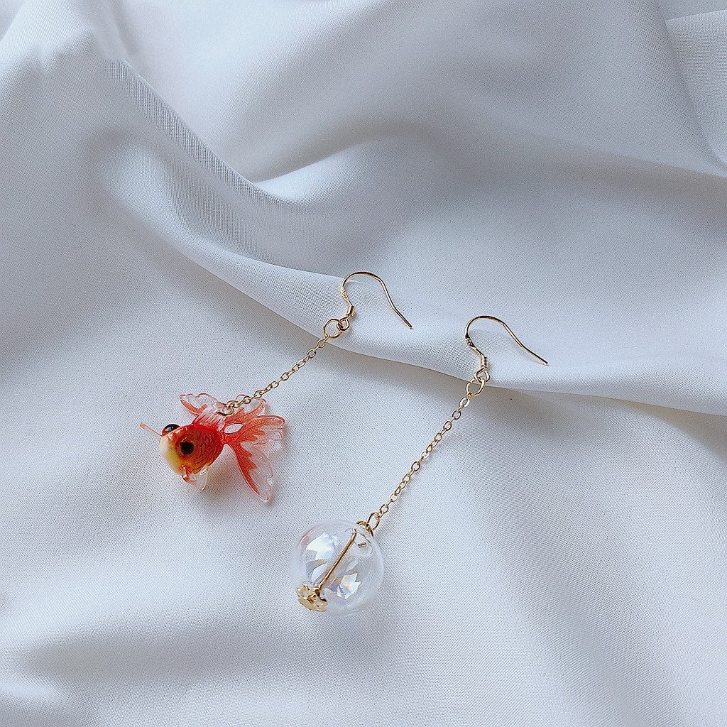 GOLDFISH CRACKERS Earrings Orange Fish Dangle Drop