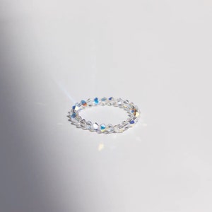 Ultra Sparkly Swarovski Crystal Rings -3mm Swarovski Crystal Clear AB Rings | Crystal stretch rings | Swarovski Rings Australia