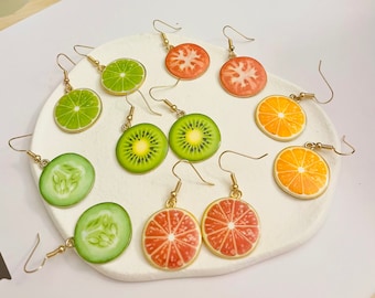 Cute Fruit earrings |Funky Fruit earrings |cute Fruit Drop dangle earrings |Funky food earrings Australia|Trendy earrings