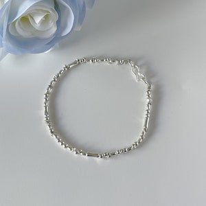 Thin Sterling silver bracelet -  2mm beaded sterling silver Bracelet | Minimalist  Bracelet | Silver Bracelet |Stackable bracelet