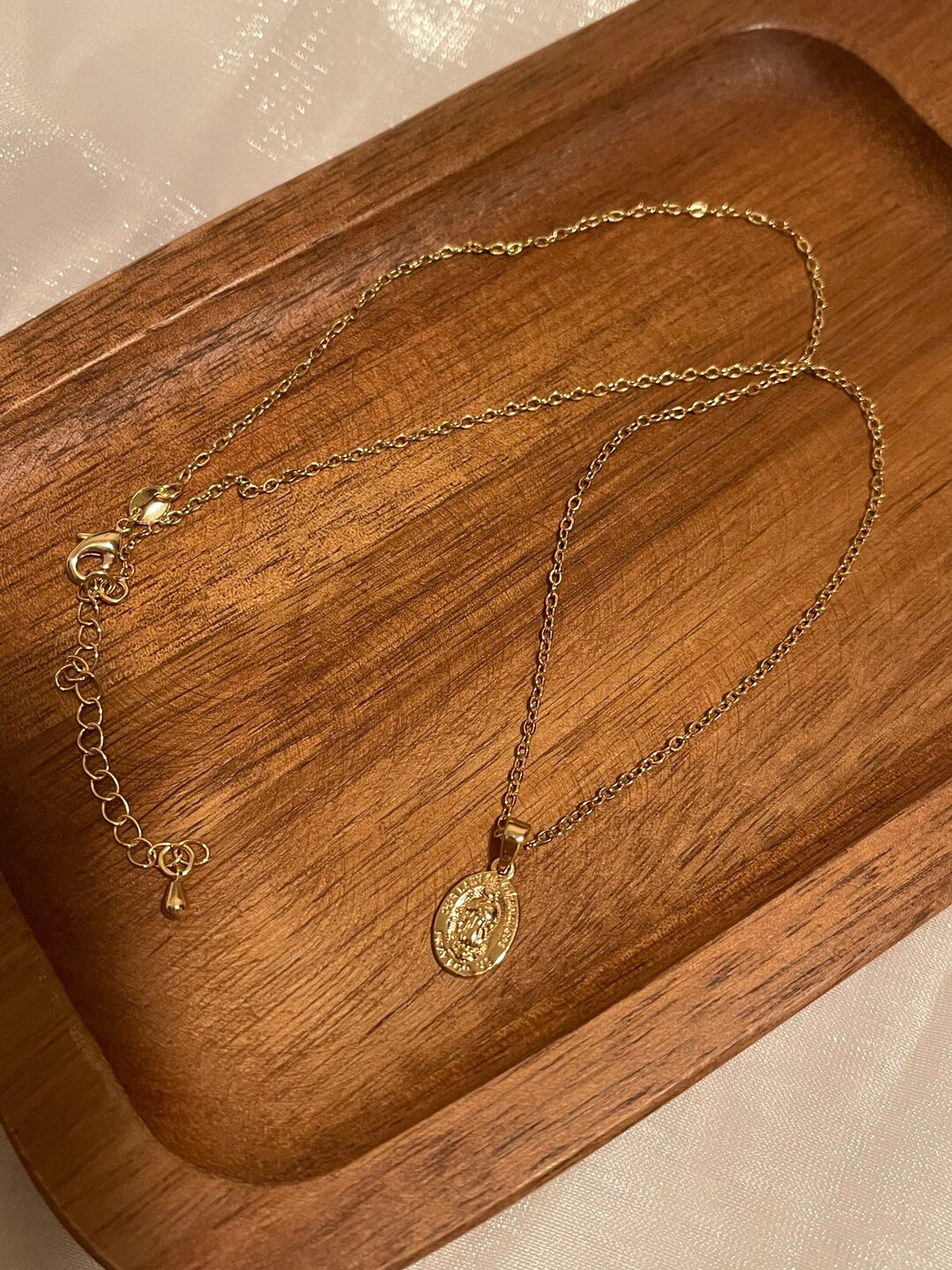 14k Gold Plated Our Lady of Guadalupe Oval Necklace, Religious Pendant ...