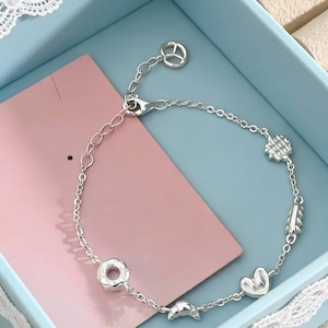 Super słodka bransoletka piekarnicza / bransoletka ze srebra próby 925 | Bransoletka do łączenia ze sobą | Bransoletka ze srebrnymi zawieszkami | Prosta bransoletka | Delikatna bransoletka