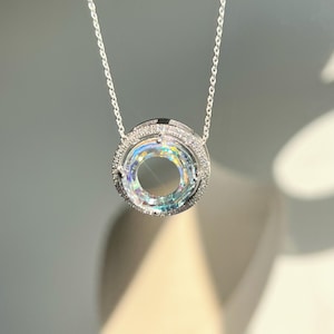 Silver Sparkly Swarovski Crystal Necklace/Swarovski Necklace/Sterling silver Necklace/Stackable Necklace / Dainty Necklace /Crystal Necklace