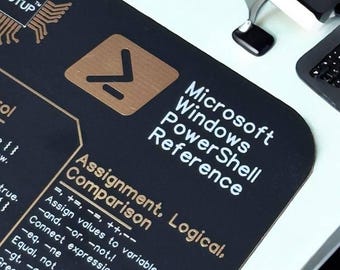 Windows PowerShell Cheat Sheet Coaster, Gold PCB, Tech Desk Decor