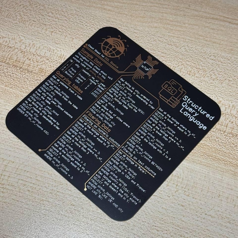 SQL Cheat Sheet Coaster, Gold PCB, Programmer Desk Decor - Etsy