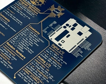 Arduino Diagram Coaster Interactive Desk Accessory for Makers, Gold-Plated PCB, Electronics Reference Guide, DIY Enthusiast Gift