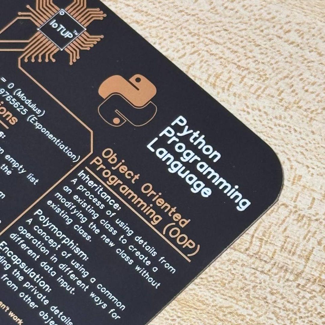 Python Cheat Sheet Pcb Tech Coaster, Programmer Data Science Laminated ...