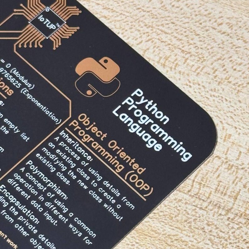 Python Programming Coaster, Cheat Sheet Coaster, Tech Coaster