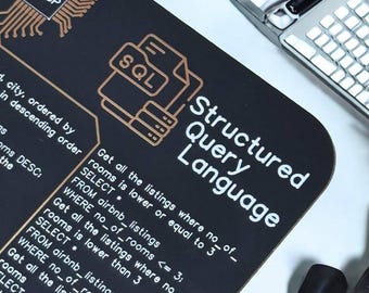 SQL Cheat Sheet Coaster, Gold PCB, Programmer Desk Decor