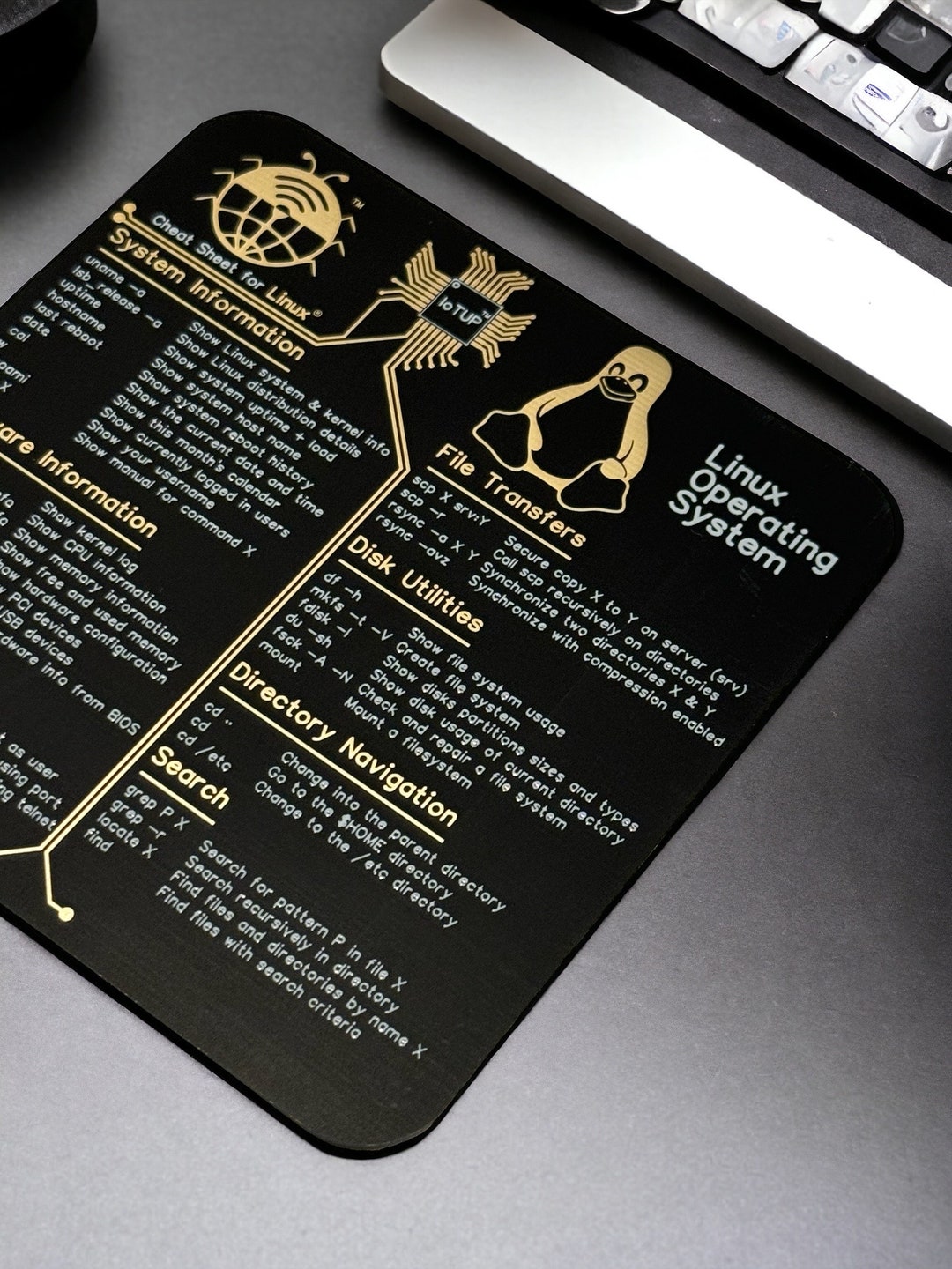 Linux Cheat Sheet Desk Mat Tech Coaster, Programming Coding Reference ...