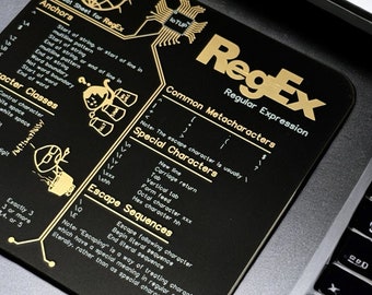 RegEx Reference Coaster Programmer’s Essential Desk Mat, Durable PCB with Elegant Gold Detail, Developer's Guide Gift